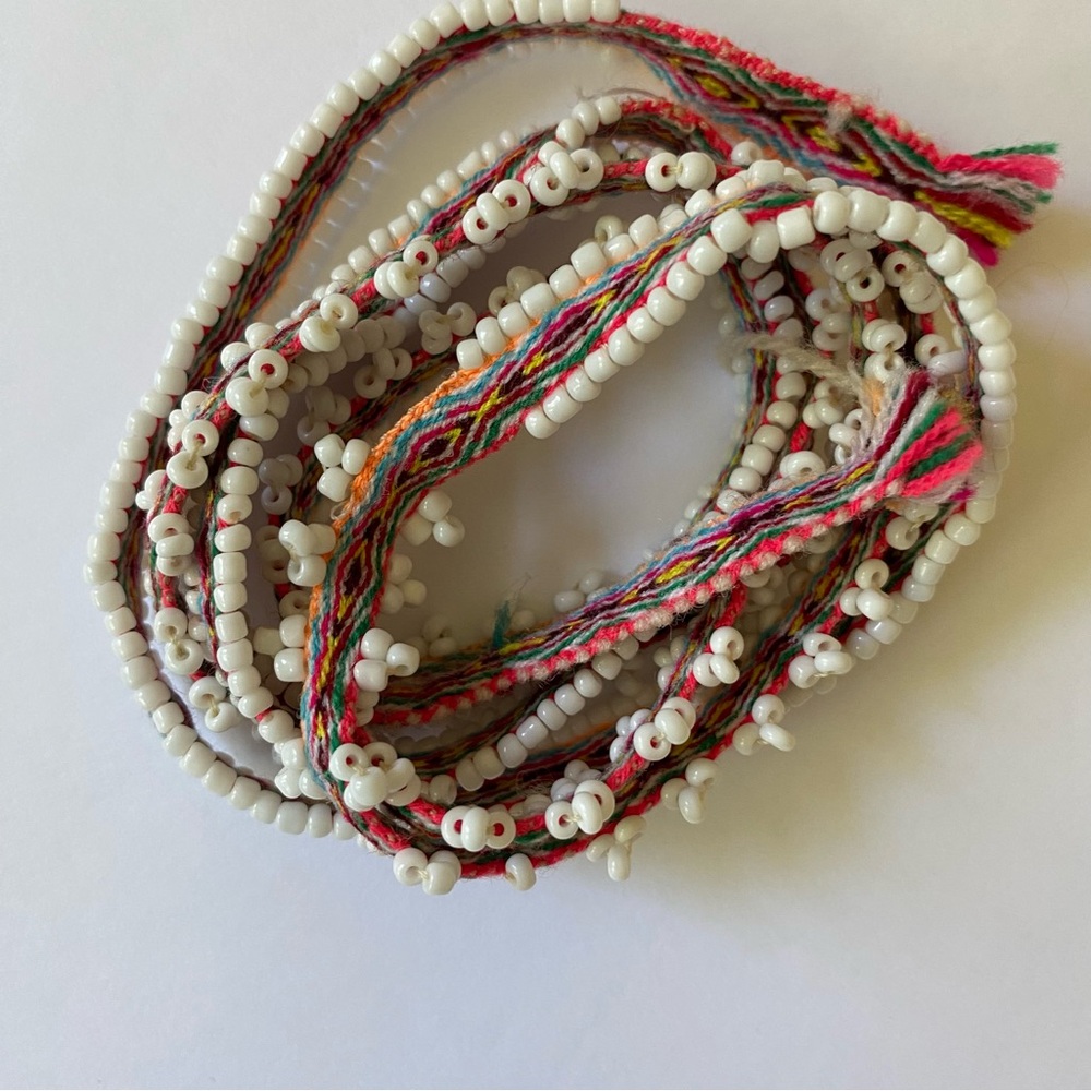 Andean Wool and beads | Waist Wrap, Head Wrap, Bracelet | Colorful Inca weaving.